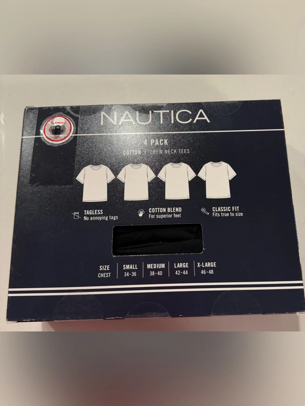 Nautica Men's Cotton Crew Neck Tees - White & Black Pack Size S NWT
